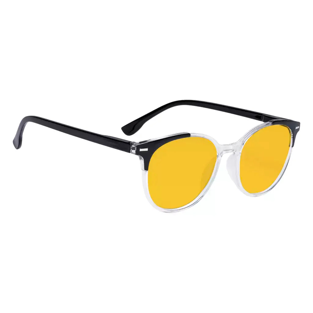 Round Amber Tinted Blue Light Blocking Reading Glasses Women