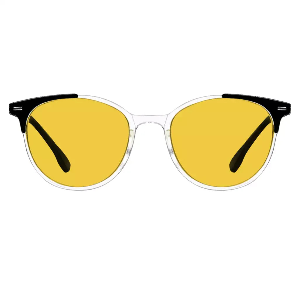 Round Amber Tinted Blue Light Blocking Reading Glasses Women