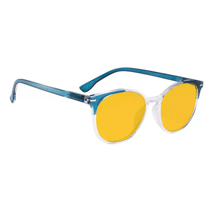 Round Amber Tinted Blue Light Blocking Reading Glasses Women