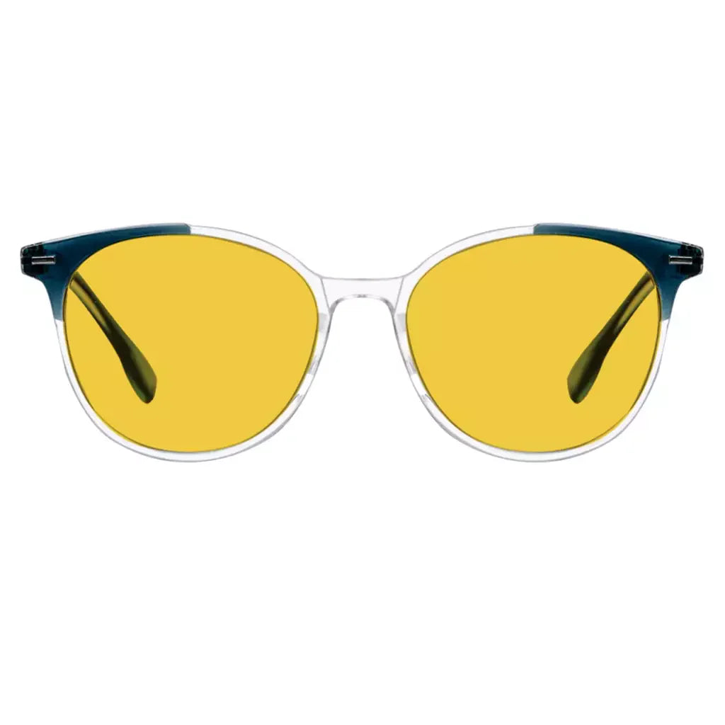 Round Amber Tinted Blue Light Blocking Reading Glasses Women