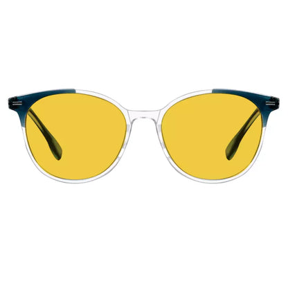 Round Amber Tinted Blue Light Blocking Reading Glasses Women
