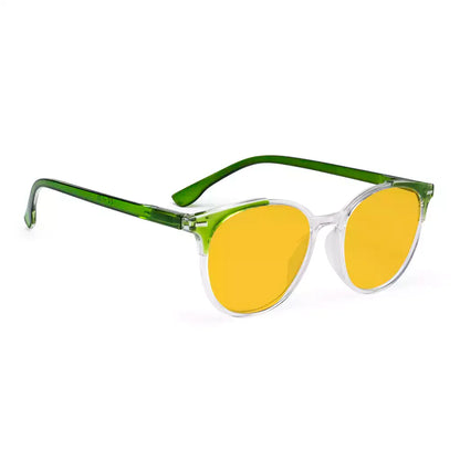 Round Amber Tinted Blue Light Blocking Reading Glasses Women