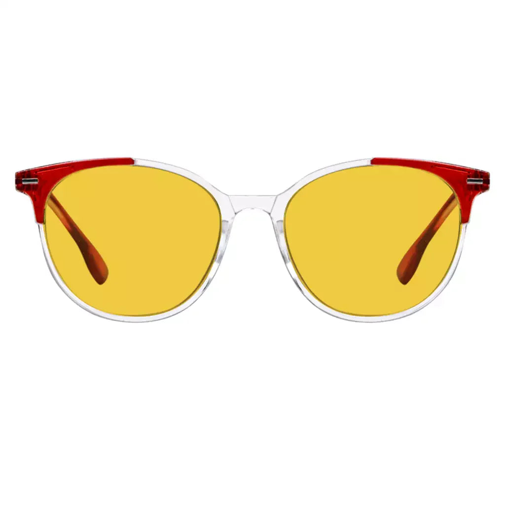 Round Amber Tinted Blue Light Blocking Reading Glasses Women