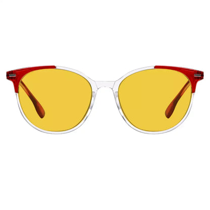 Round Amber Tinted Blue Light Blocking Reading Glasses Women