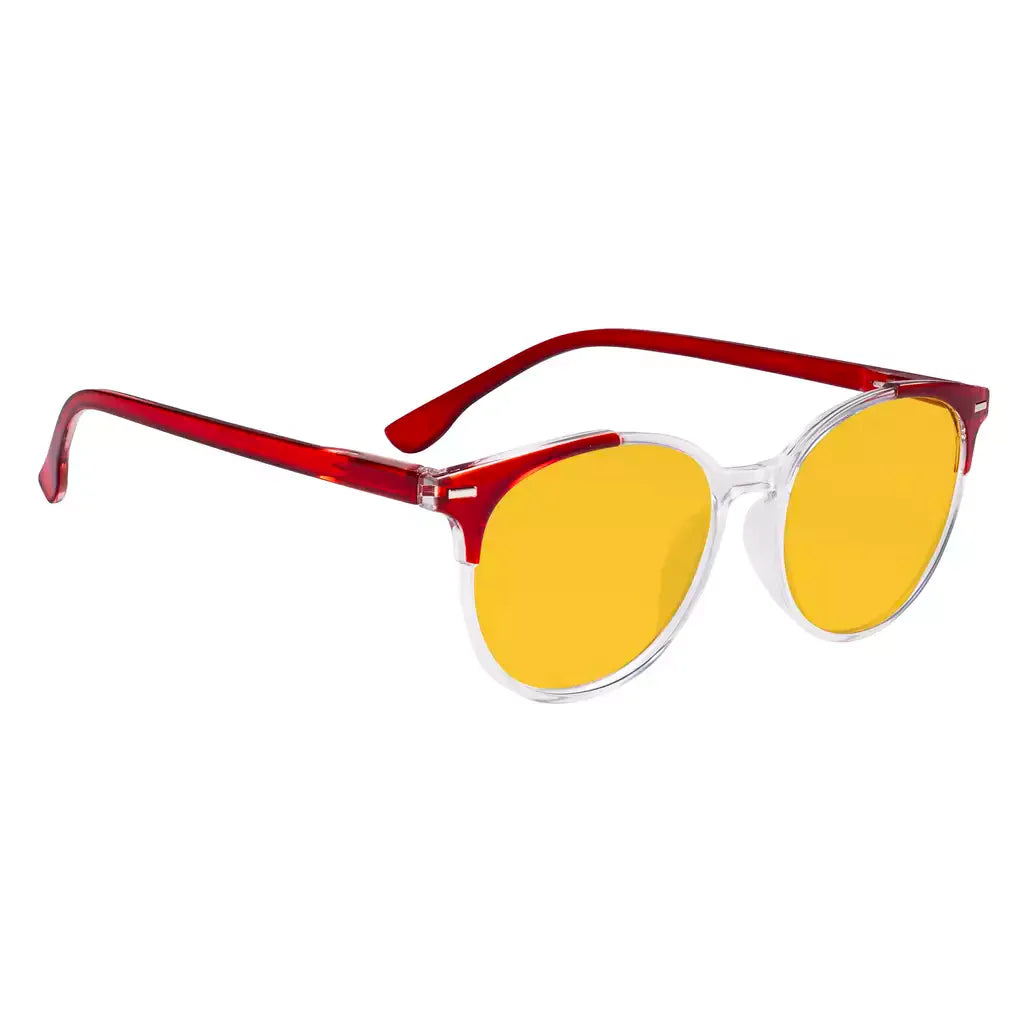 Round Amber Tinted Blue Light Blocking Reading Glasses Women
