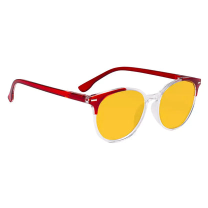 Round Amber Tinted Blue Light Blocking Reading Glasses Women