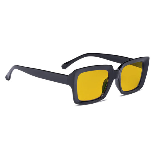 Oversized Square Amber Tinted Blue Light Blocking Reading Glasses Women
