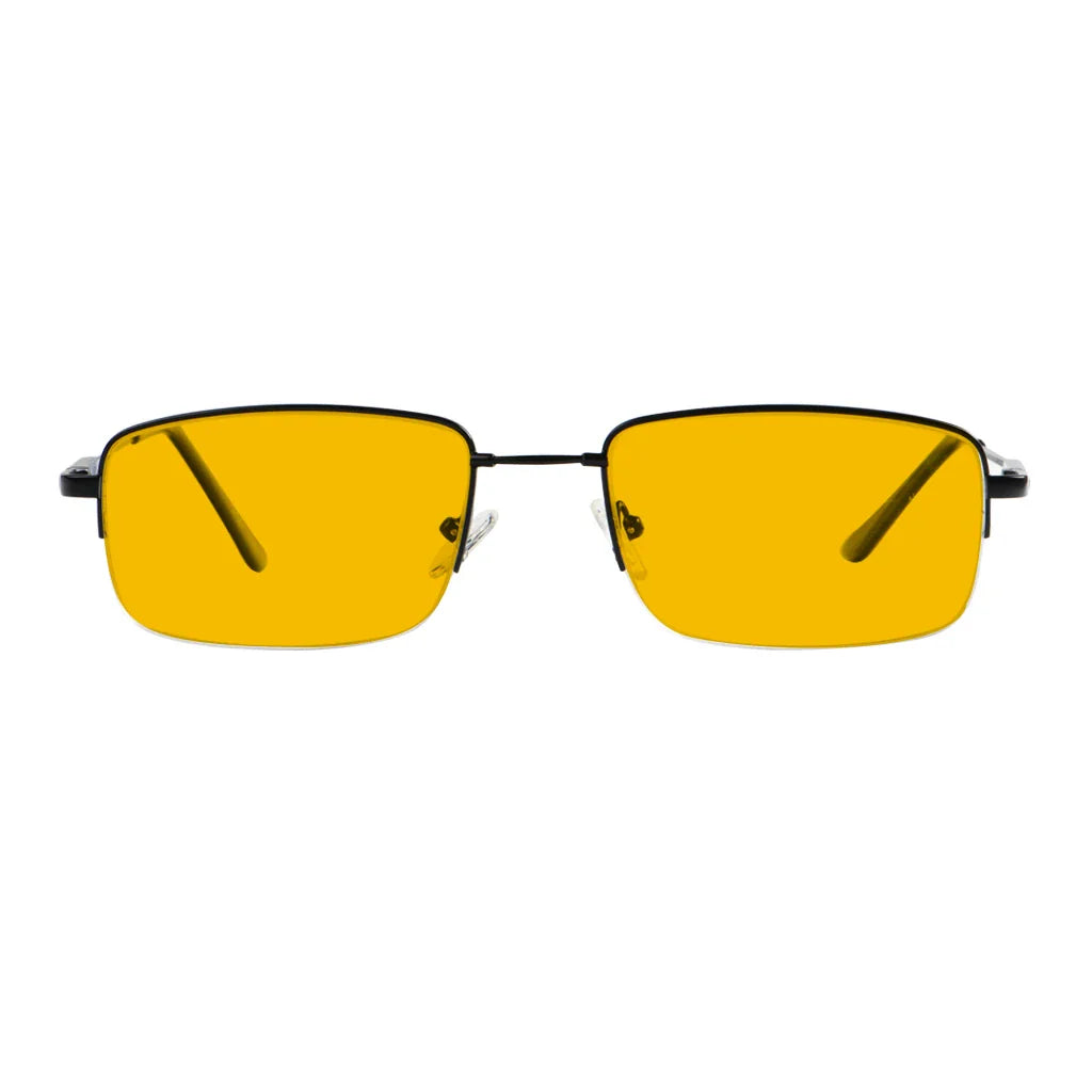 Amber Tinted Half Rim Blocking Reading Glasses Men