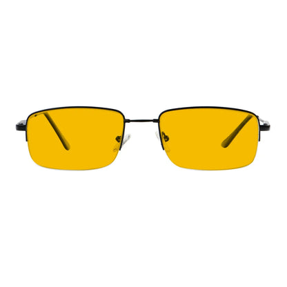 Amber Tinted Half Rim Blocking Reading Glasses Men