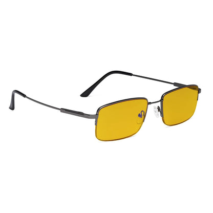 Amber Tinted Half Rim Blocking Reading Glasses Men