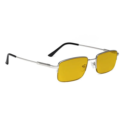 Amber Tinted Half Rim Blocking Reading Glasses Men