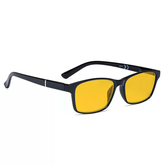 Amber Tinted Wood Pattern Blue Light Blocking Reading Glasses Women Men