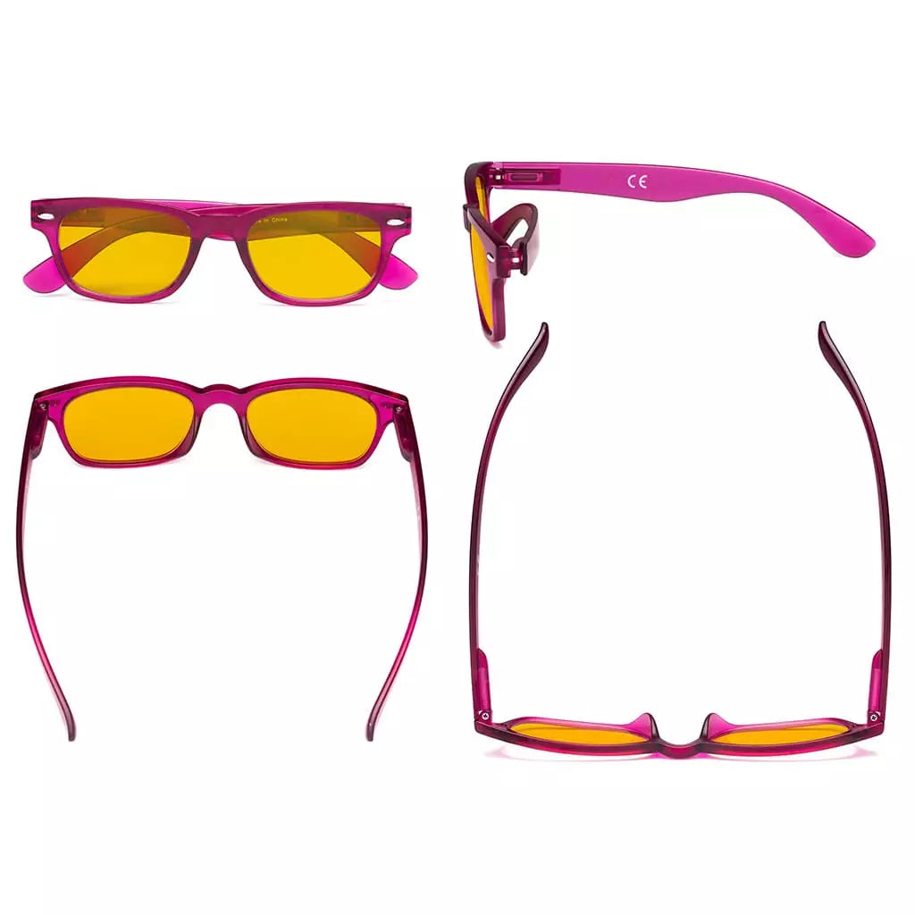 Amber Tinted Two-tone Blue Light Blocking Reading Glasses Women