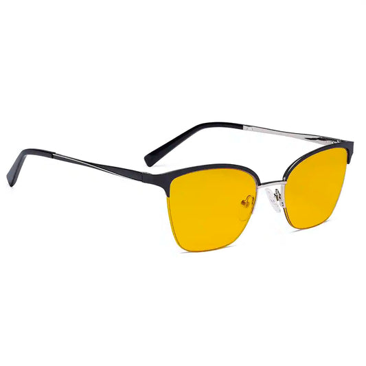 Half Rim Blue Light Blocking Glasses Amber Tinted Women