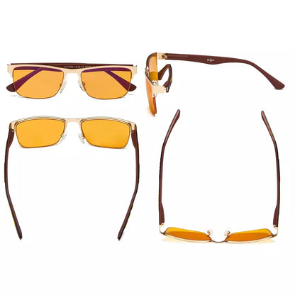 Half-Rim Orange Tinted Blue Light Blocking Reading Glasses Men