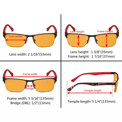 Half-Rim Orange Tinted Blue Light Blocking Reading Glasses Men