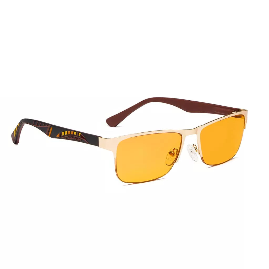 Half-Rim Orange Tinted Blue Light Blocking Reading Glasses Men