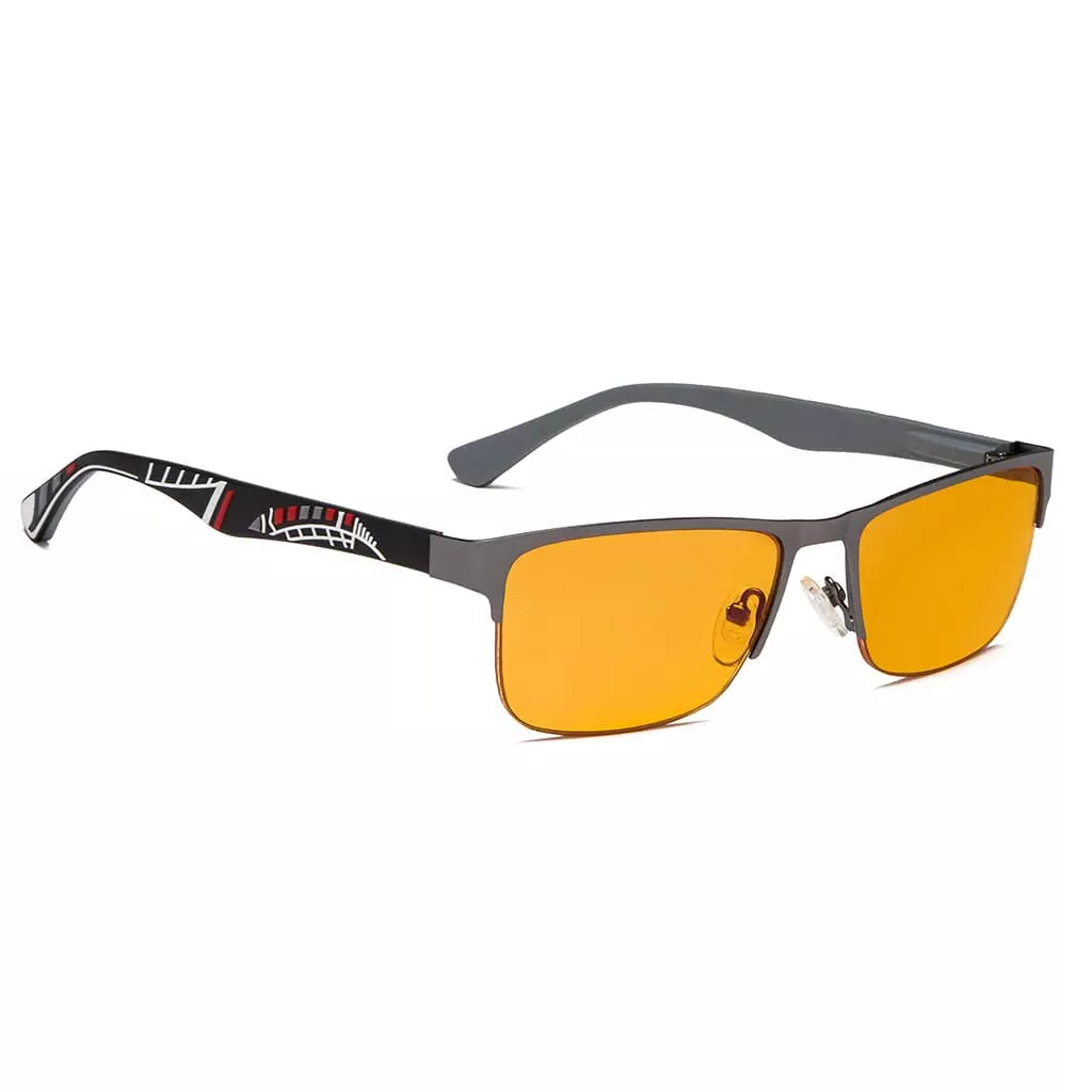 Half-Rim Orange Tinted Blue Light Blocking Reading Glasses Men