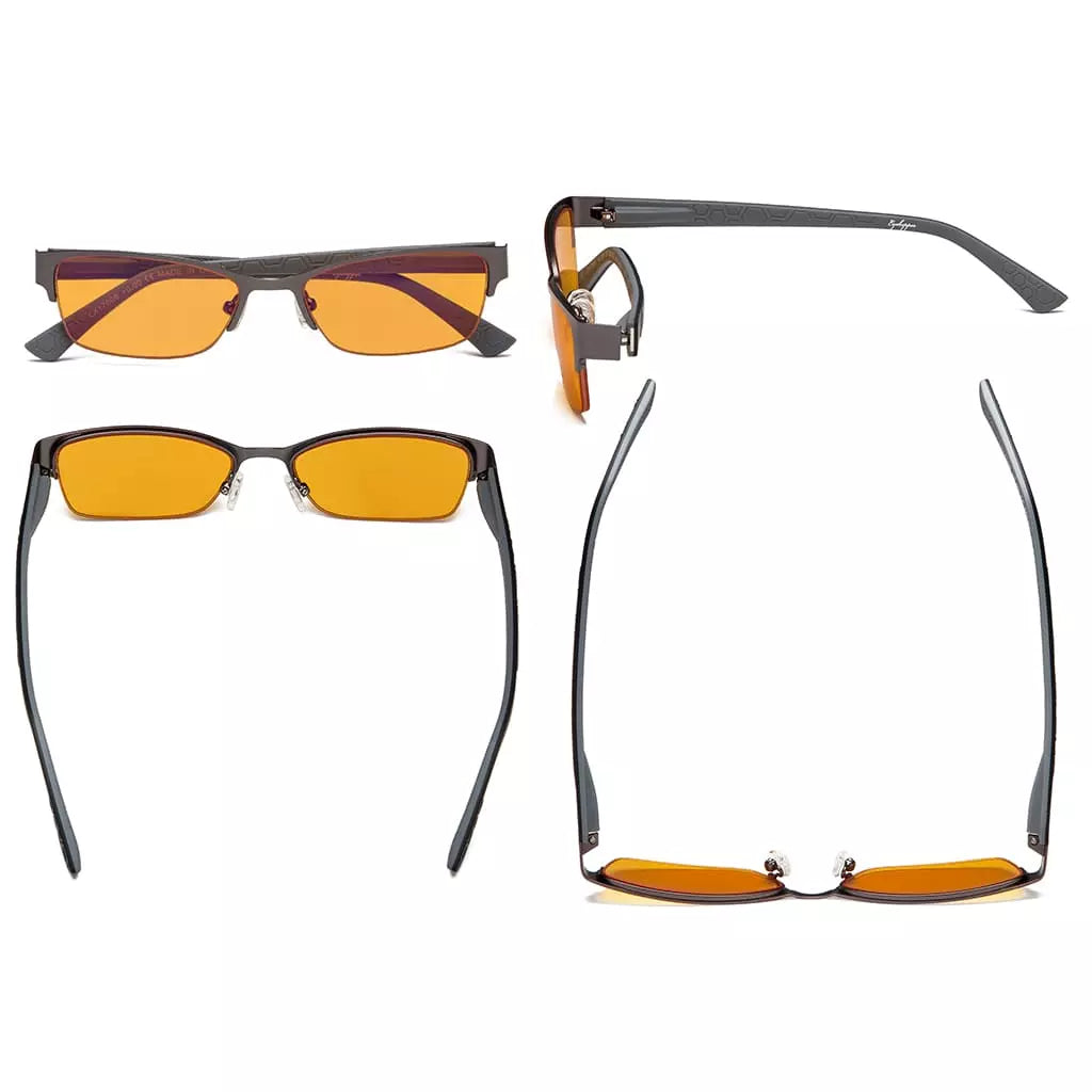 Half-Rim Orange Tinted Blue Light Blocking Reading Glasses Women