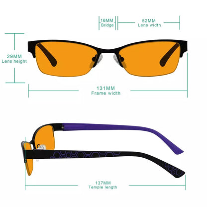 Half-Rim Orange Tinted Blue Light Blocking Reading Glasses Women