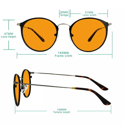Round Orange Tinted Blue Light Blocking Reading Glasses Women Men