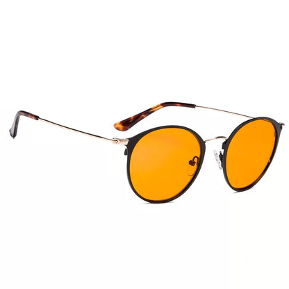 Round Orange Tinted Blue Light Blocking Reading Glasses Women Men
