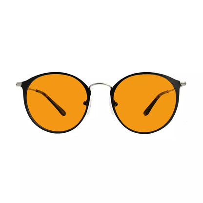 Round Orange Tinted Blue Light Blocking Reading Glasses Women Men