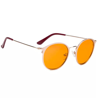 Round Orange Tinted Blue Light Blocking Reading Glasses Women Men