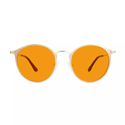 Round Orange Tinted Blue Light Blocking Reading Glasses Women Men