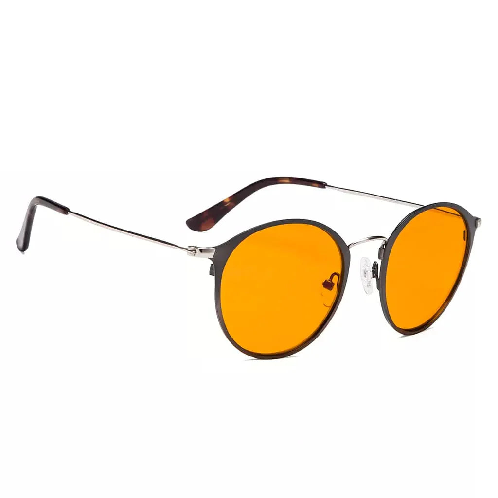 Round Orange Tinted Blue Light Blocking Reading Glasses Women Men