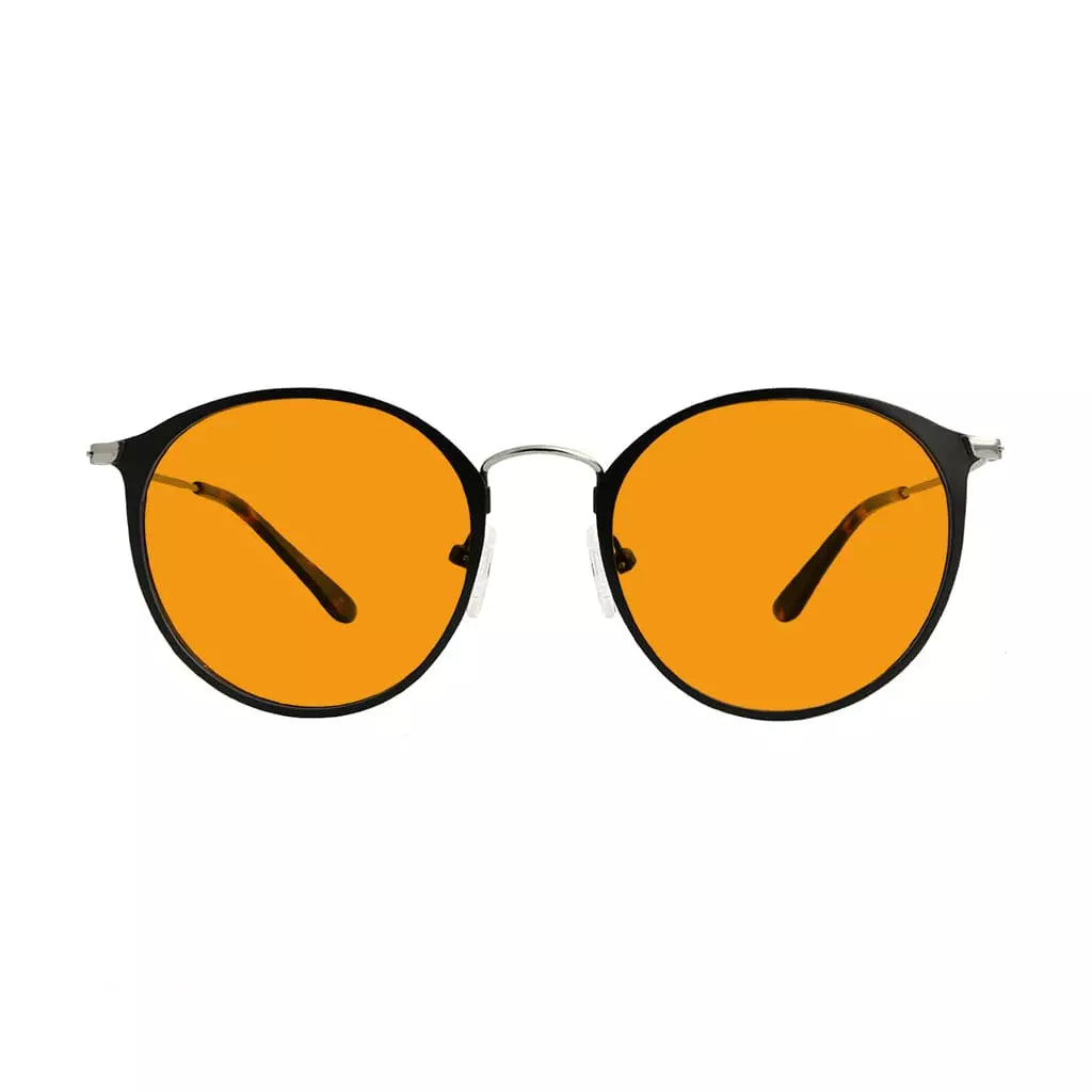 Round Orange Tinted Blue Light Blocking Reading Glasses Women Men