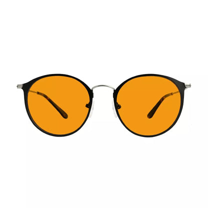 Round Orange Tinted Blue Light Blocking Reading Glasses Women Men