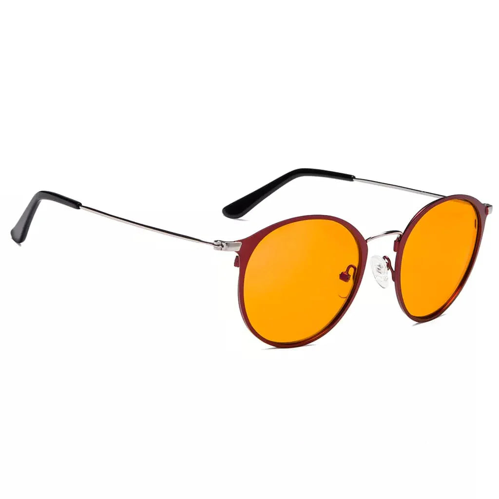 Round Orange Tinted Blue Light Blocking Reading Glasses Women Men