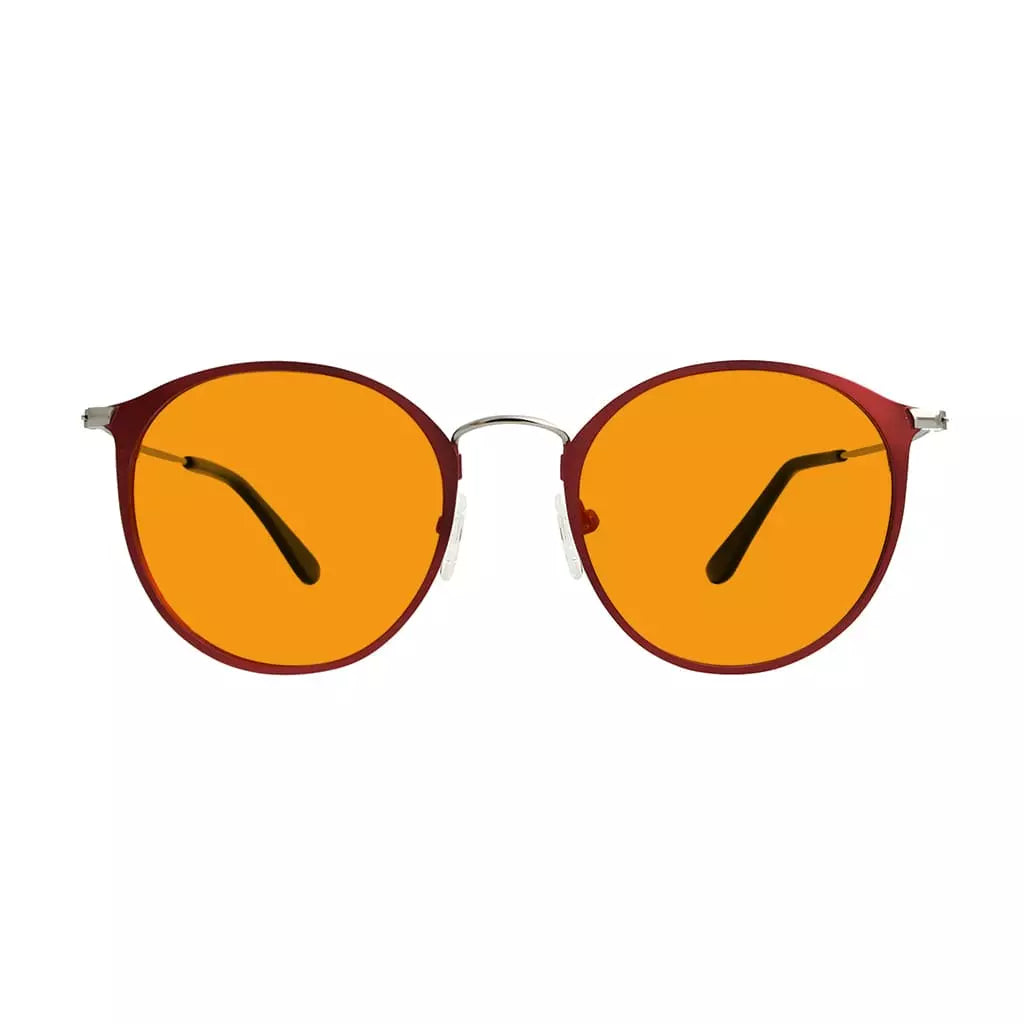 Round Orange Tinted Blue Light Blocking Reading Glasses Women Men