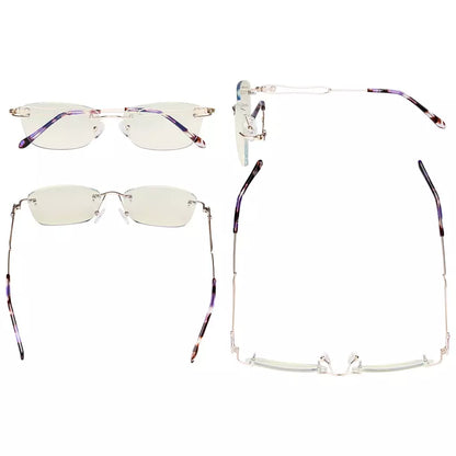Rimless Blue Light Blocking Reading Glasses Women