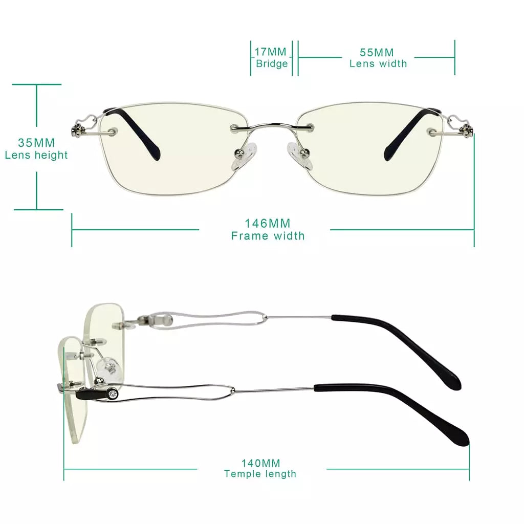 Rimless Blue Light Blocking Reading Glasses Women
