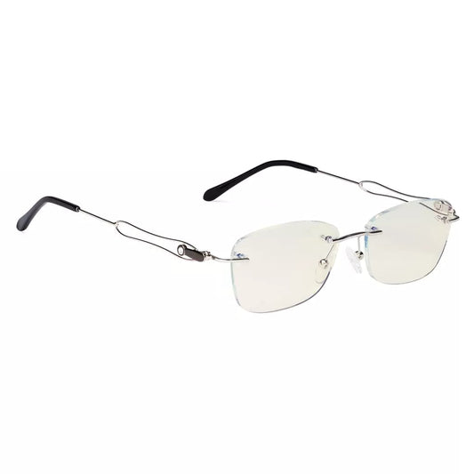 Rimless Blue Light Blocking Reading Glasses Women