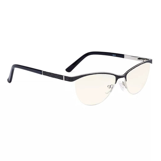 Semi Rimless Blue Light Blocking Glasses Light Yellow Tinted Women
