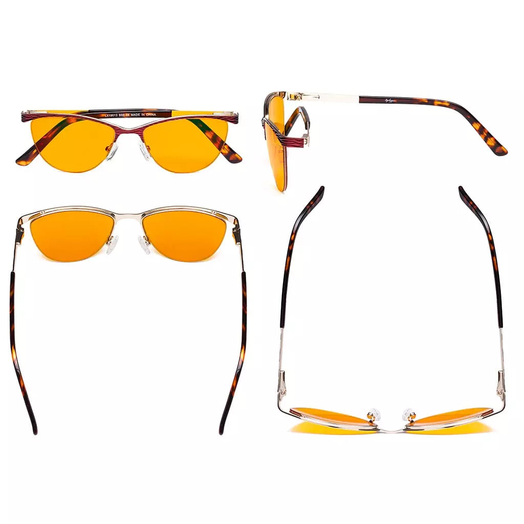 Semi Rimless Blue Light Blocking Glasses Orange Tinted Women