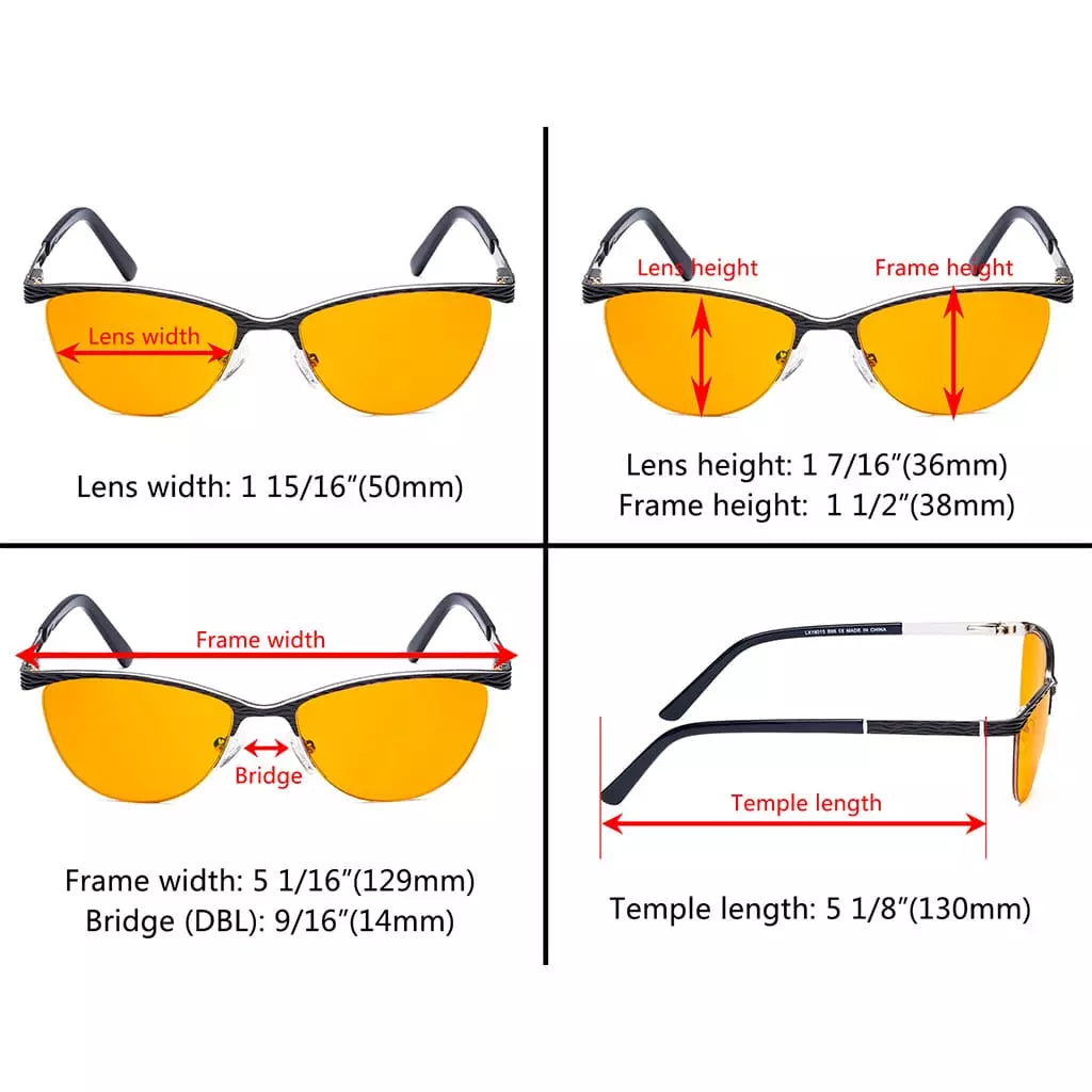 Semi Rimless Blue Light Blocking Glasses Orange Tinted Women