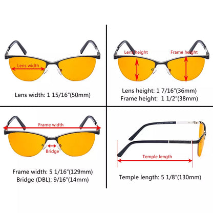 Semi Rimless Blue Light Blocking Glasses Orange Tinted Women
