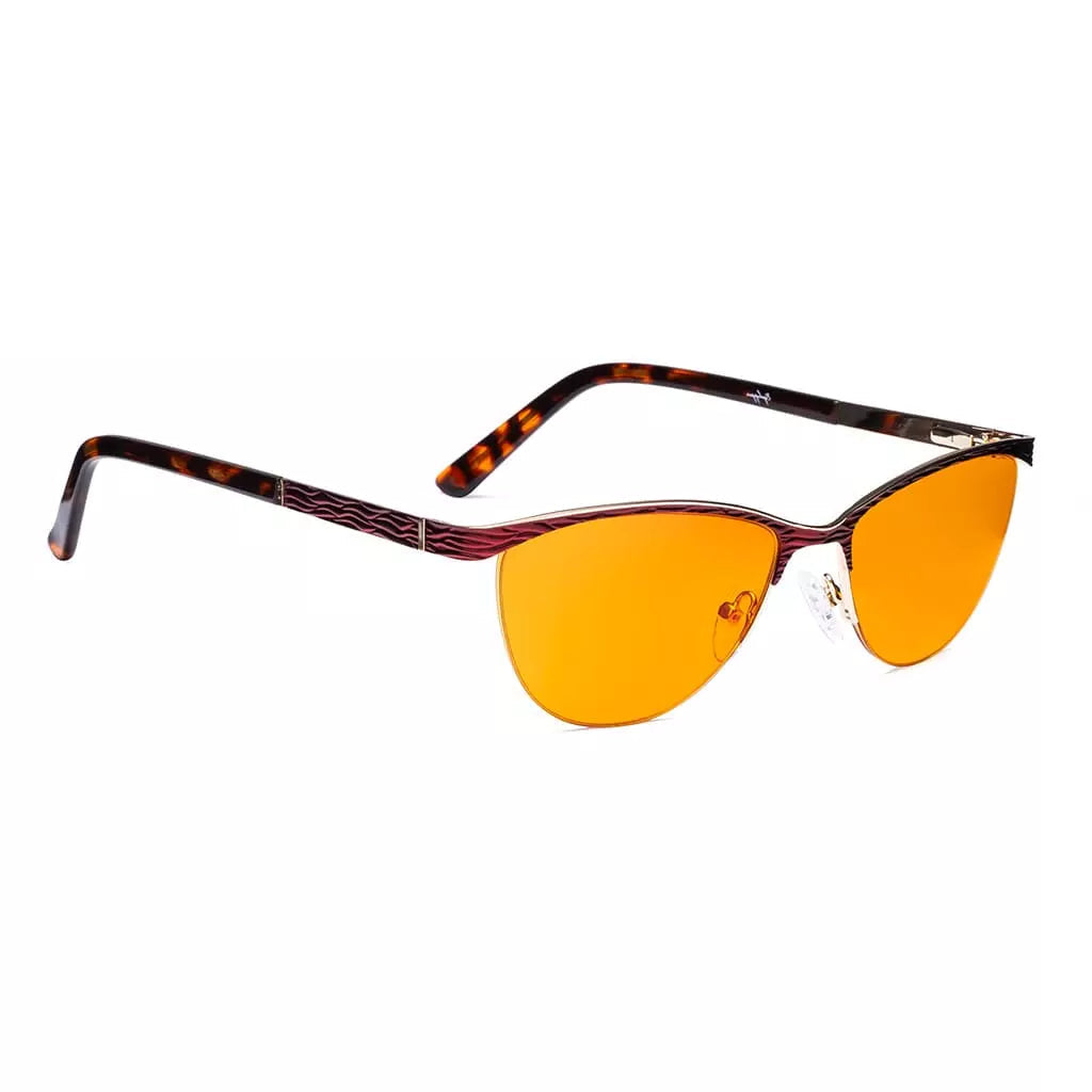 Semi Rimless Blue Light Blocking Glasses Orange Tinted Women