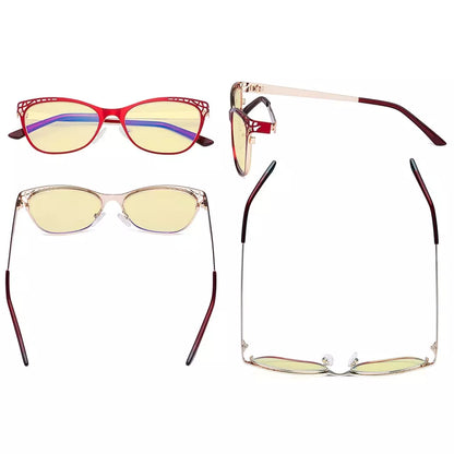 Cat-eye Blue Light Blocking Glasses Yellow Tinted Women