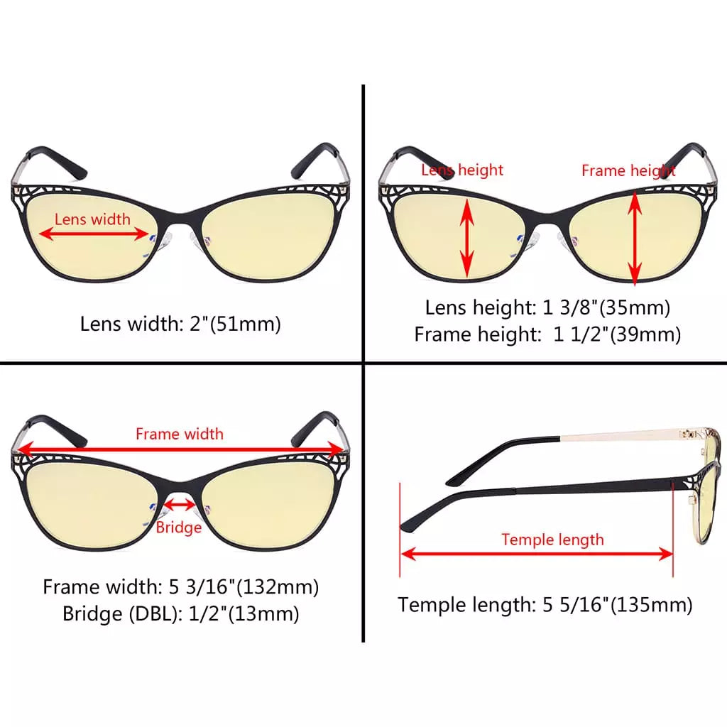 Cat-eye Blue Light Blocking Glasses Yellow Tinted Women