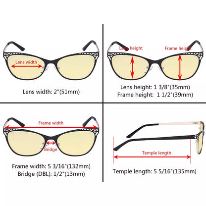 Cat-eye Blue Light Blocking Glasses Yellow Tinted Women
