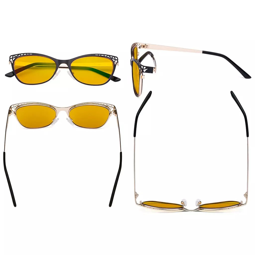 Cat-eye Blue Light Blocking Glasses Amber Tinted Women