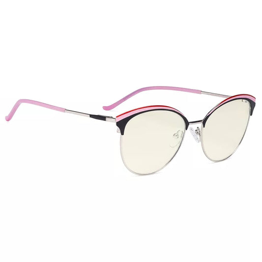 Cat-eye Blue Light Blocking Glasses Light Yellow Tinted Women