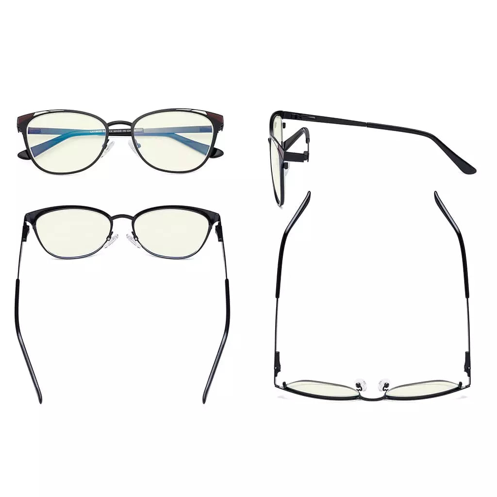 Light Yellow Tinted Butterfly Blue Light Blocking Glasses Women