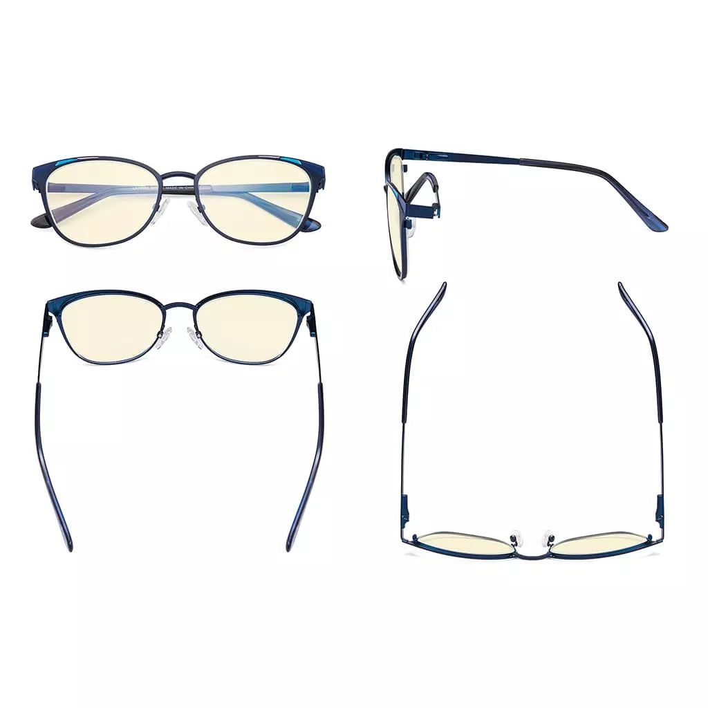 Yellow Tinted Butterfly Blue Light Blocking Glasses Women