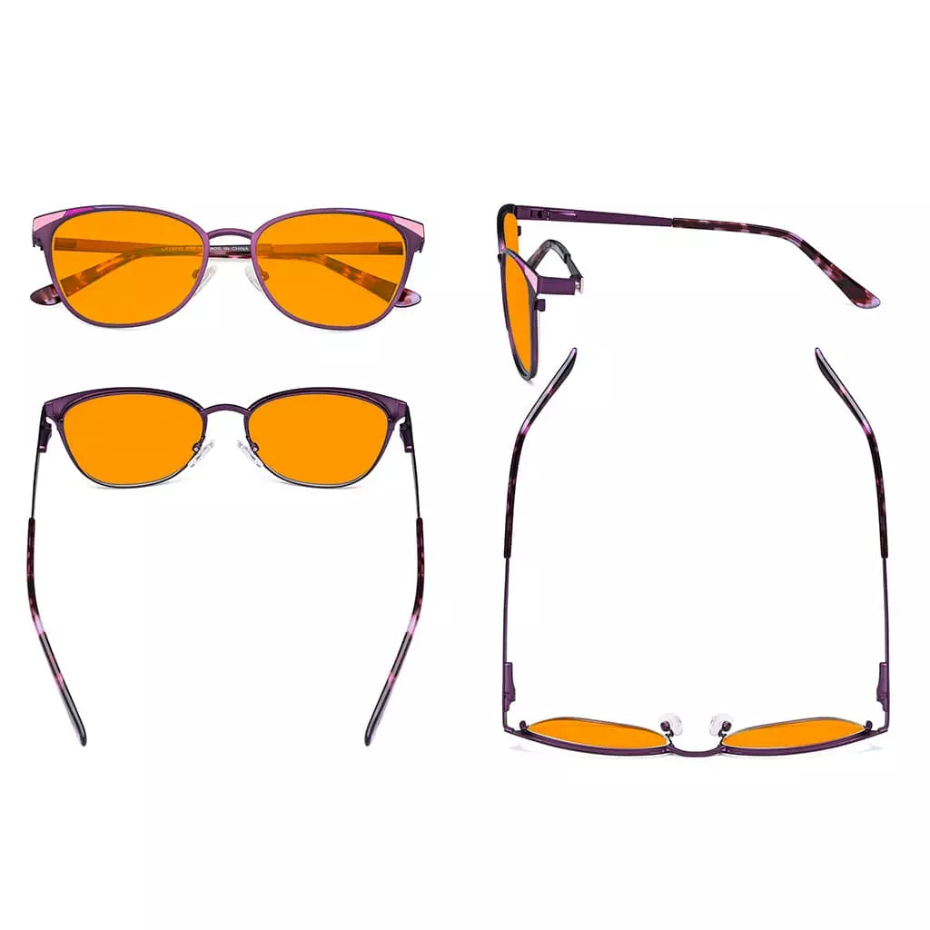 Orange Tinted Butterfly Blue Light Blocking Glasses Women